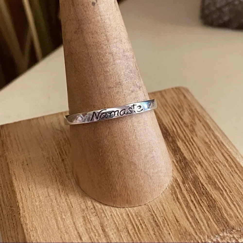 Namaste High Polish Sterling Silver Band Ring